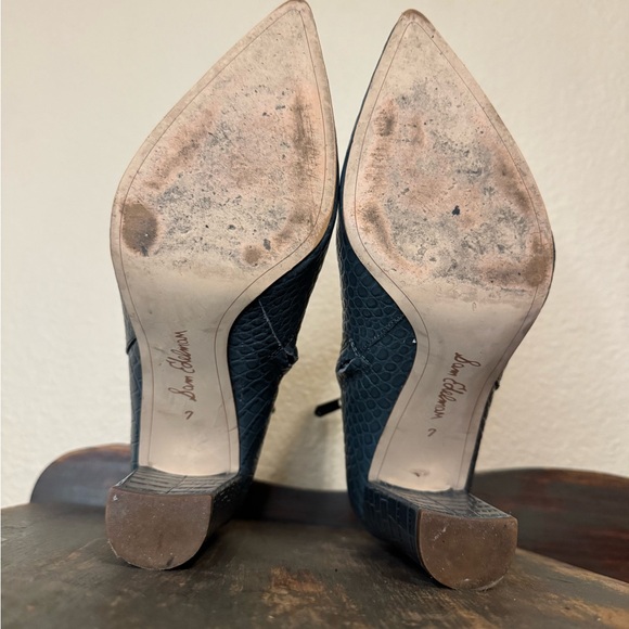 Sam Edelman Raelle Teal Crocodile-Embossed Ankle Boots - Picture 7 of 7